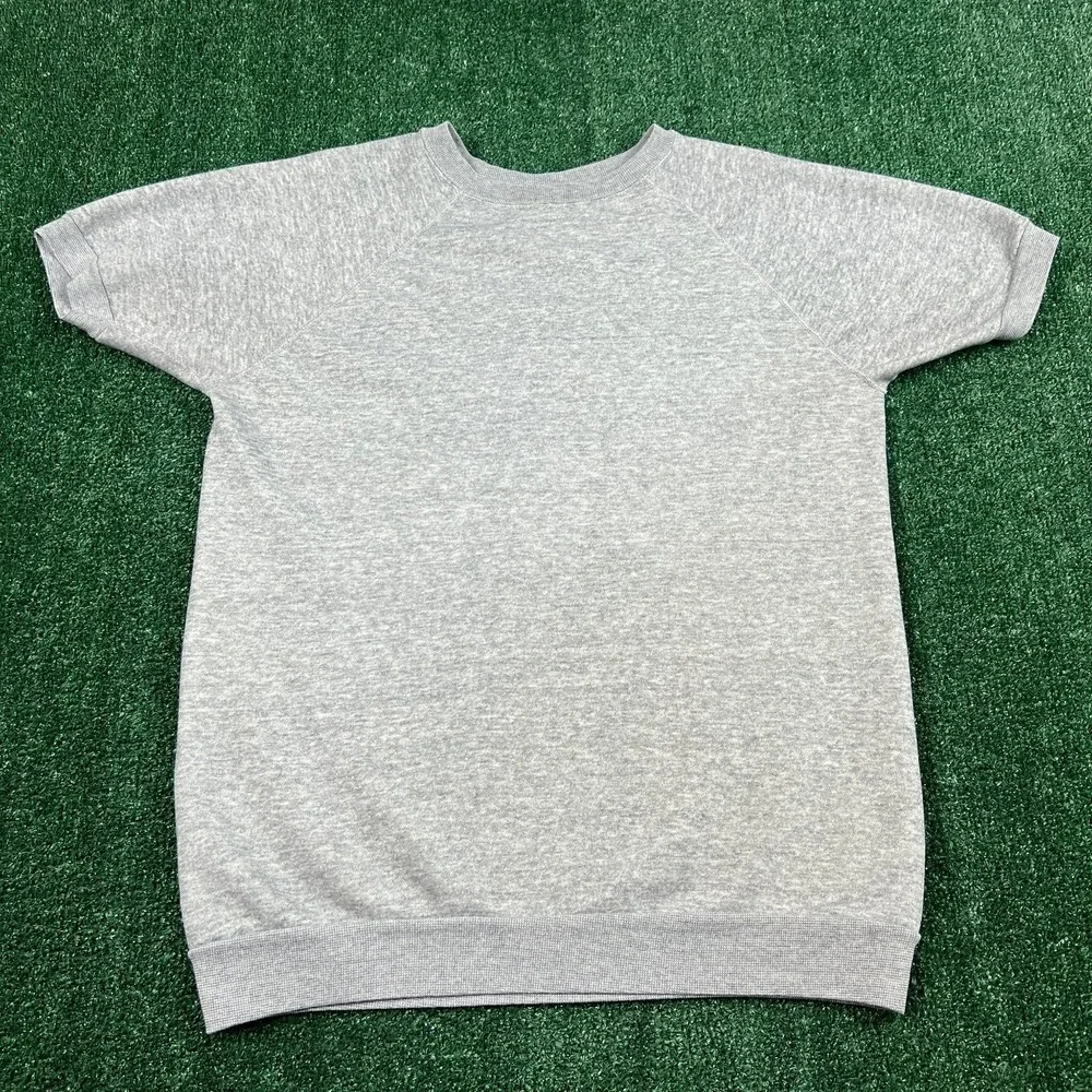 VTG‎ Tultex Raglan Ringer Crewneck Short Sleeve Sweatshirt Mens Large Gray 70s